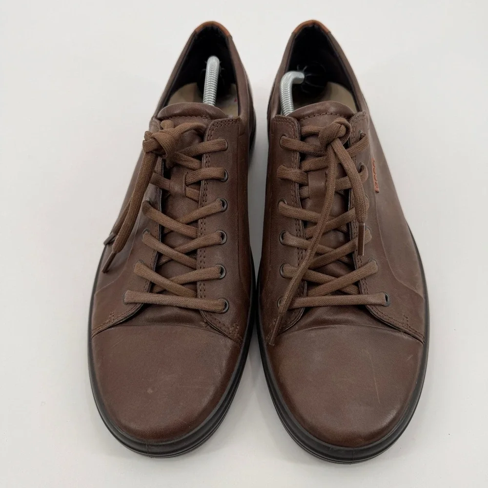 ECCO Soft 7 Mens Brown Leather Low Top Sneakers Casual Shoes Size 48 Scandi